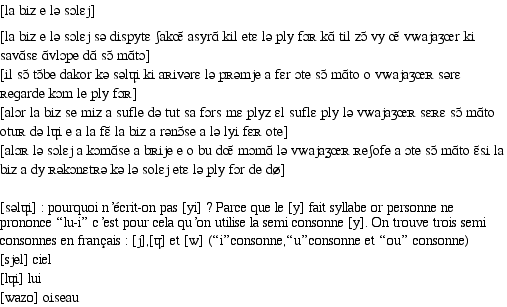 transcription phonétique de la bise et le soleil